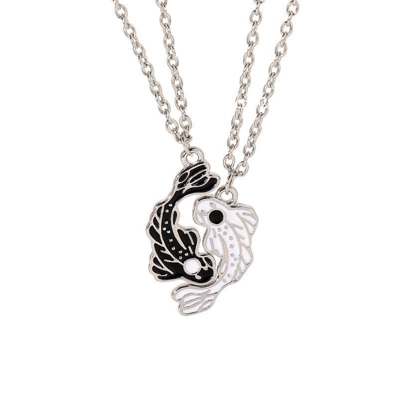 Eight Diagrams Fish Black White Splice Necklaces