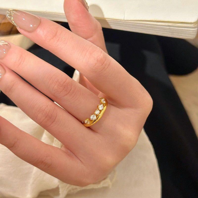 Round Diamond Female Temperamental Minority Design Refined Rings