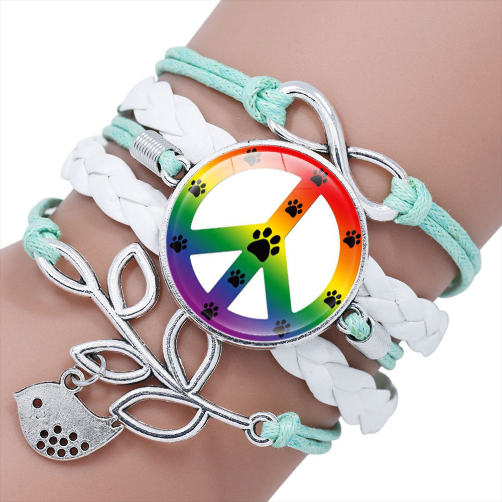 Women's & Men's Ornament Peace Label Signs Woven Combination Bracelets