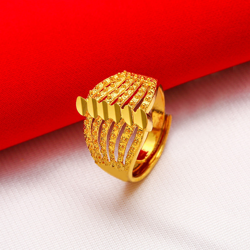 Women's Fashion Carven Design Brass Gold Plated Rings