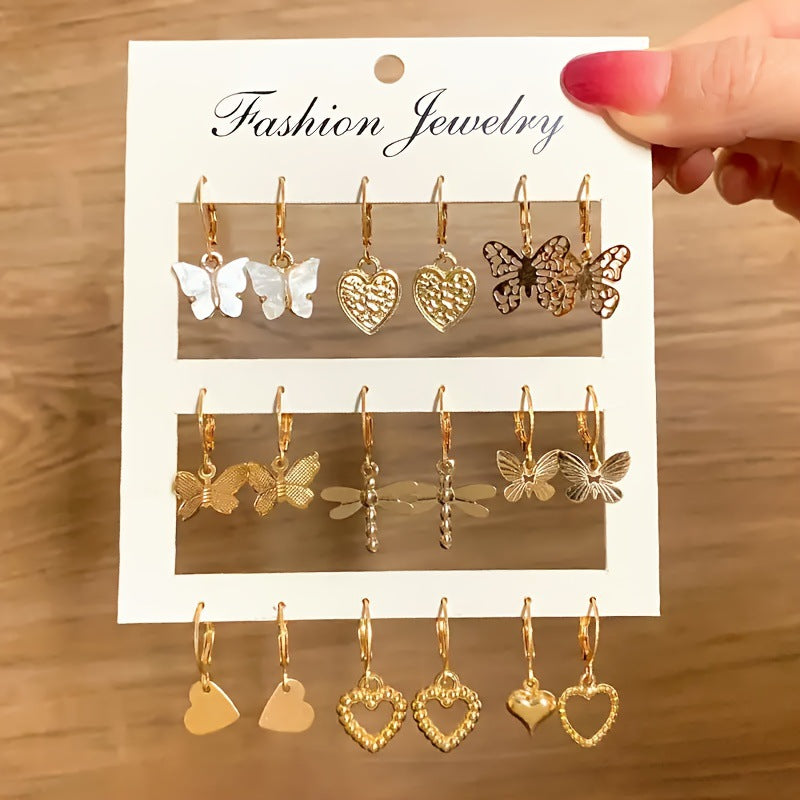 Five-pointed Star Love Snake Butterfly Rose Ear Earrings