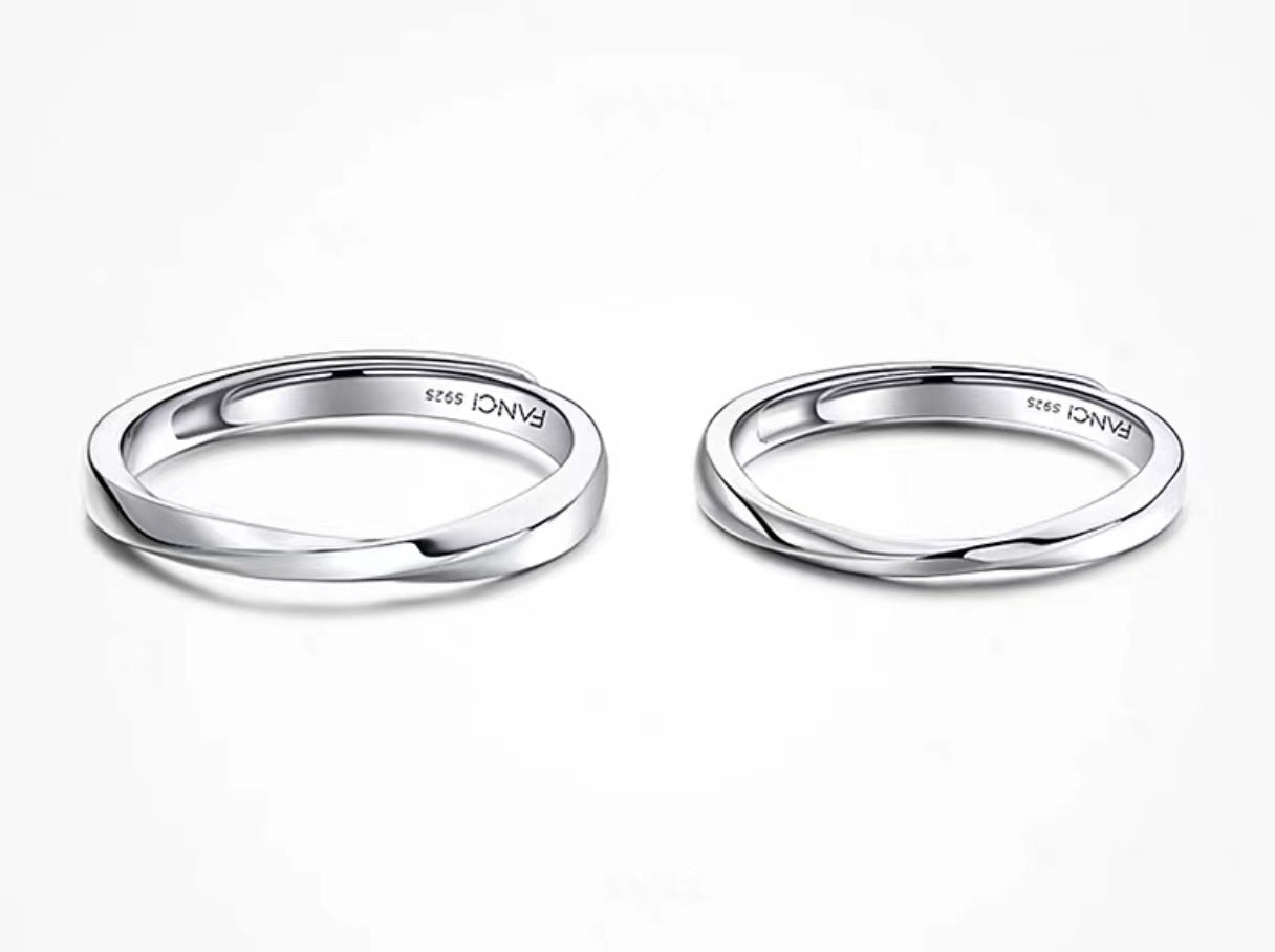 Women's & Men's Fan Home With Female Mobius Couple Fashion Simple Opening Rings