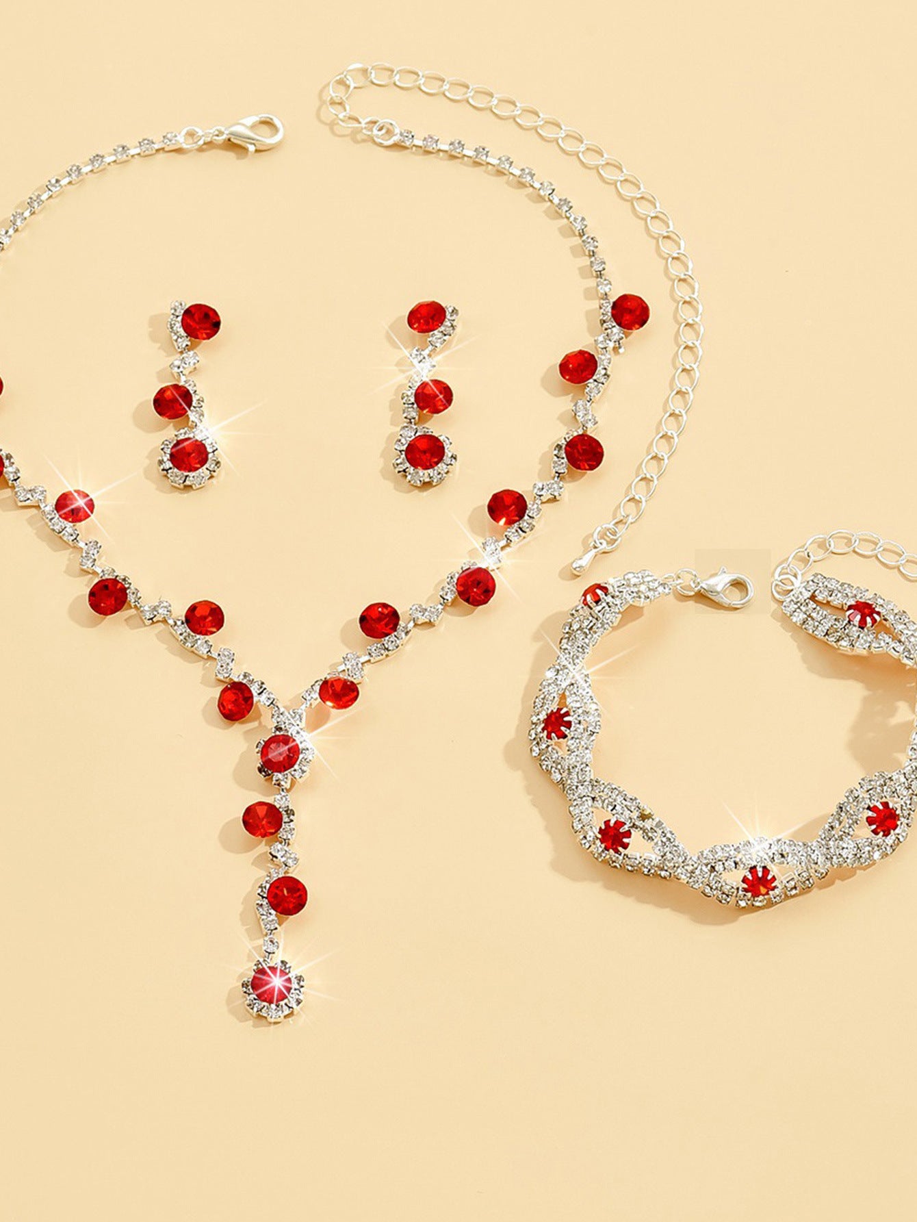 Comfortable Pretty Sunflower Rhinestone Three-piece Wedding Jewelry Set