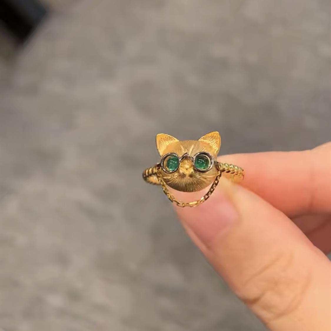 Gold Cat Unique Exquisite Cute Eyes Rings