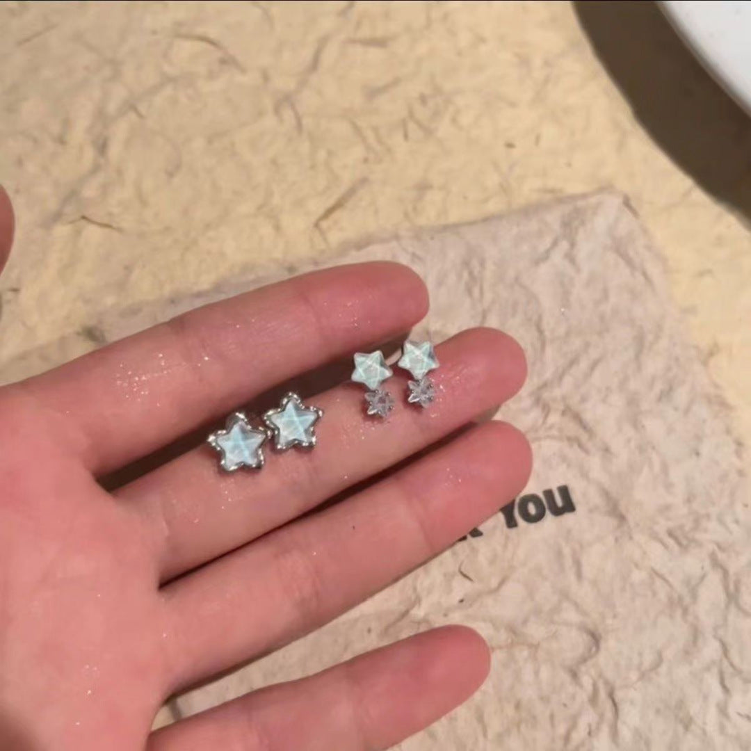 Women's Blue Stars Zircon Small Exquisite Cool Earrings