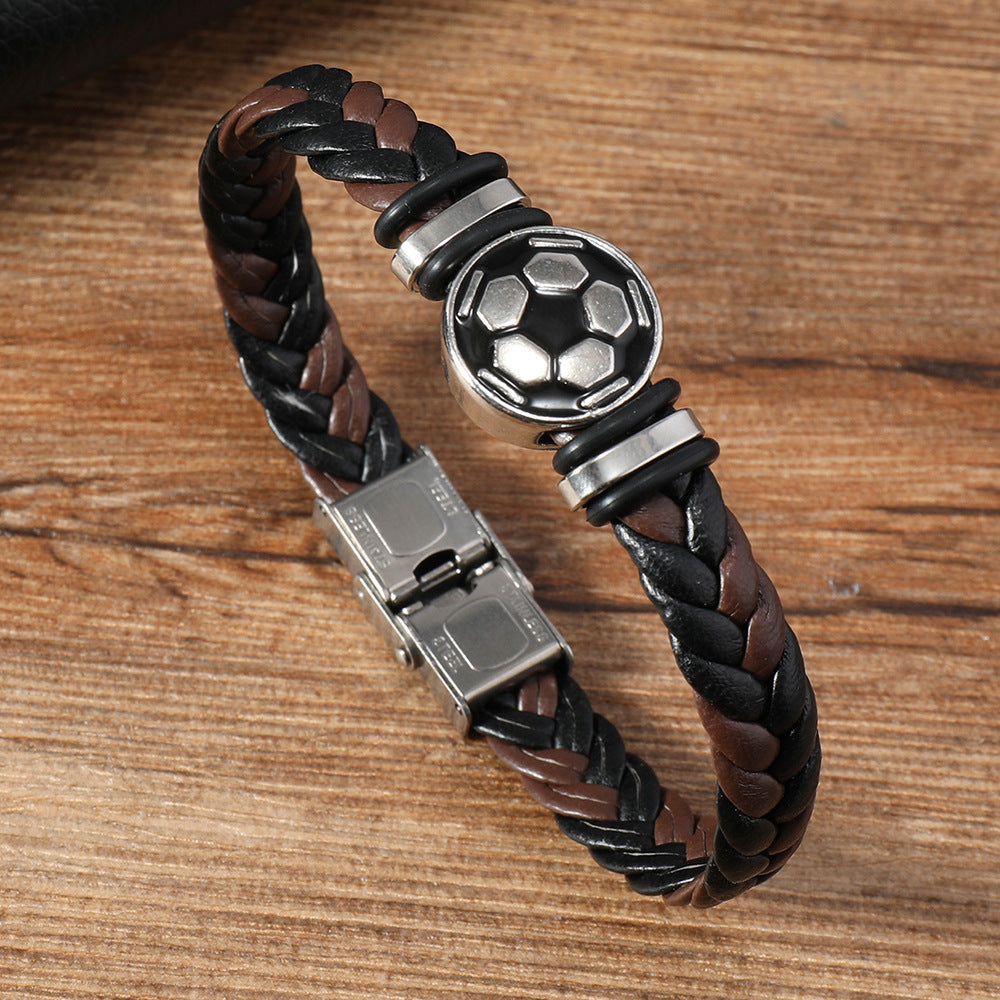 Men's Snap Joint Alloy Football Leather Team Bracelets