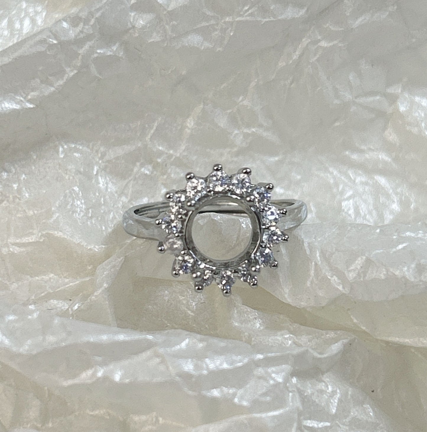 Setting Big Diamond Round Drip Love Open Mouth Inlaid Ring