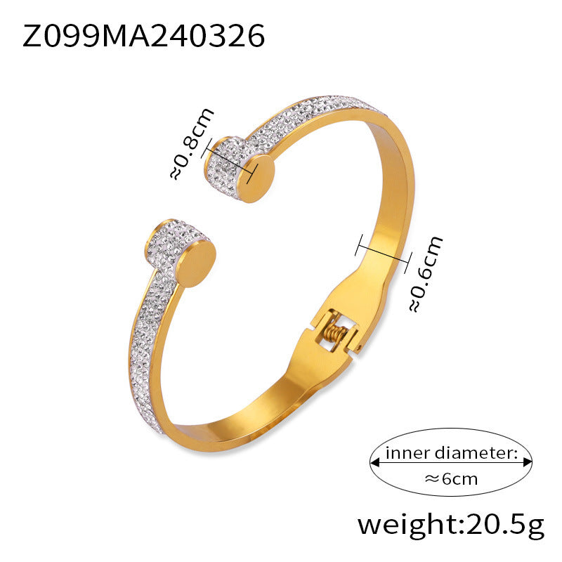 Women's Pleated Titanium Steel Gold-plated Light Luxury Temperament Design Bracelets