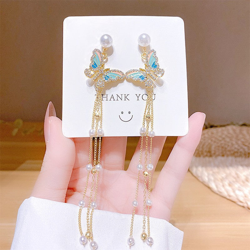 Needle Elegant Tassel Advanced Simple Thin Earrings