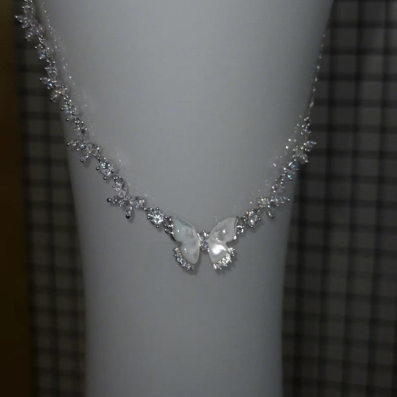 Butterfly French Style Full Rhinestone Zircon Irregular Pendants