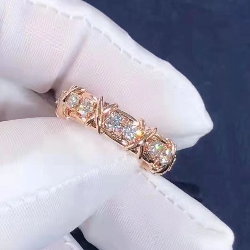 Two-color Gold Zircon Inlaid Fashion Temperament Rings