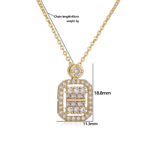 Color Diamond Square Cube Female Niche Hip Necklaces