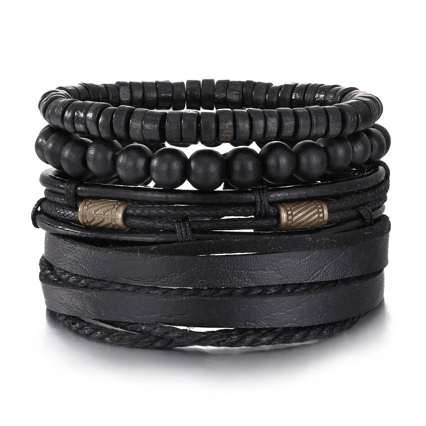 Men's Series Woven Leather Coconut Shell Hemp Bracelets