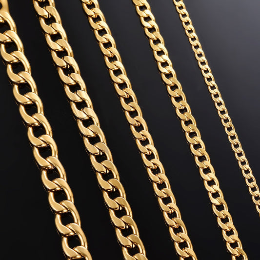 Gold Stainless Steel Accessory Chain Fashion Lateral Necklaces