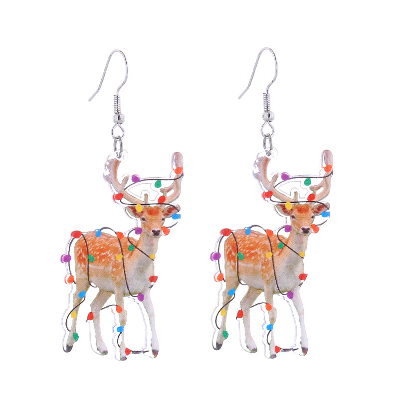 Christmas Series Creative Acrylic Personality Animal Cute Elk Earrings