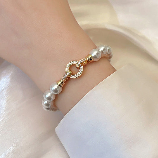 French Style Design Round Buckle Pearl Mild Luxury Bracelets