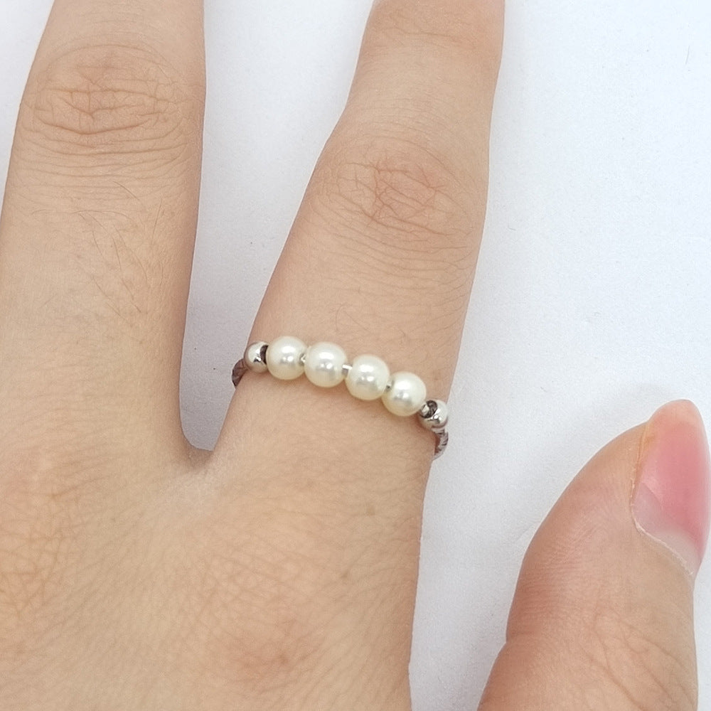 Starry Open Pearl Metal Irregular Personality Rings