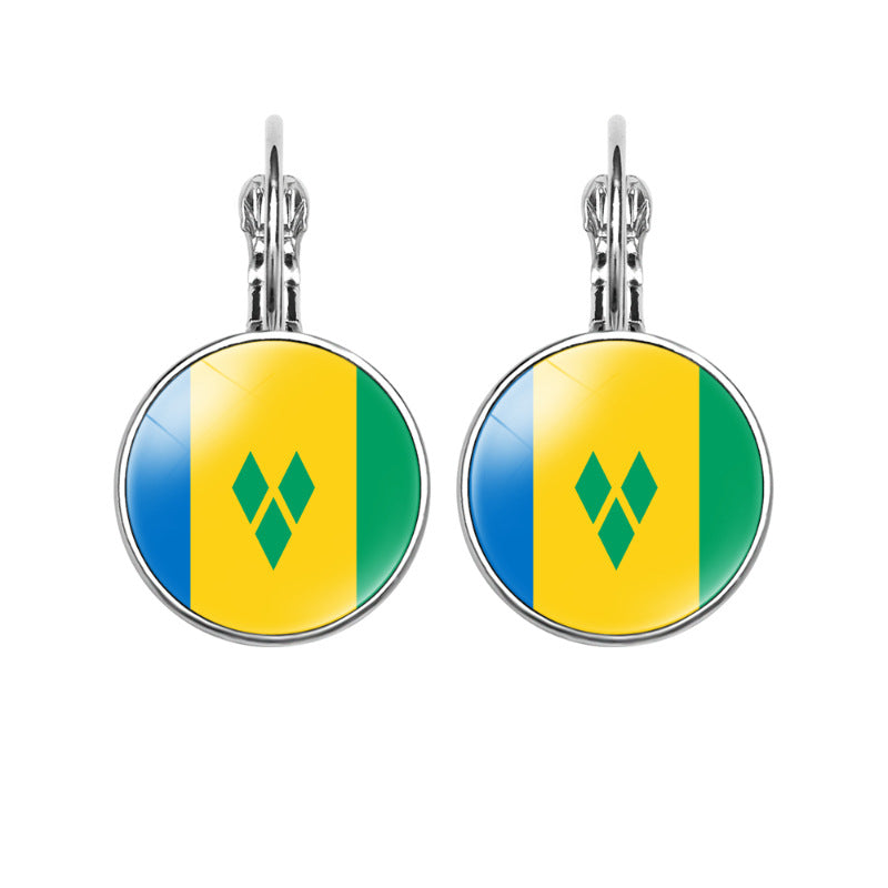 Women's National Flag Pattern Time Stone Eardrops Earrings