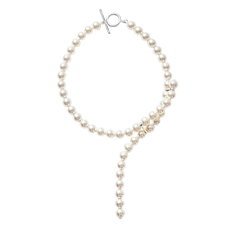 Sier Mesh Olivia Wang Shell Pearl Fashionable Clavicle Chain Necklaces