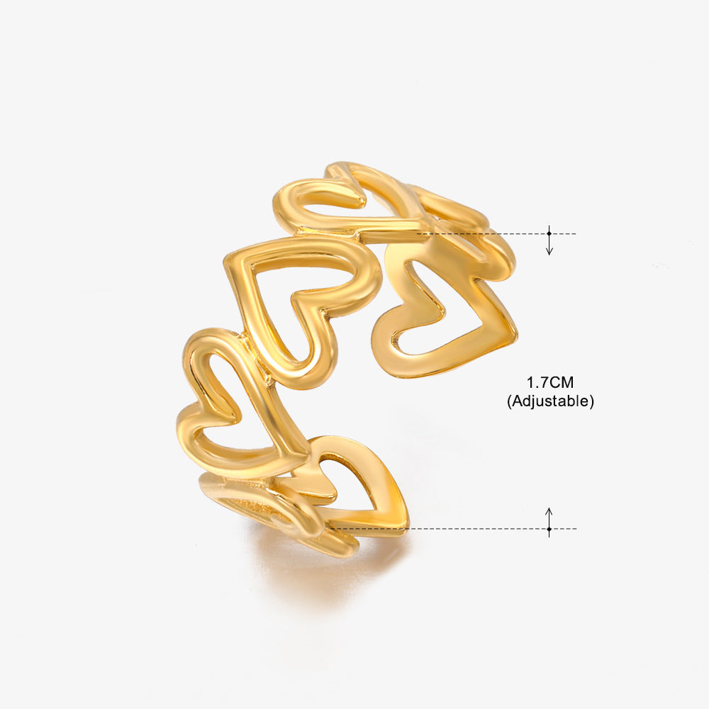 Women's Fashion Stainless Steel Love Heart-shaped Popular Rings