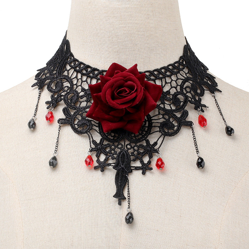 Style Lolita Gothic Lace Rose Niche Necklaces