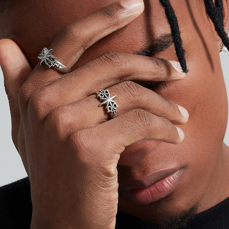 Six-pointed Star Argent Pur Retro Personalized Rings