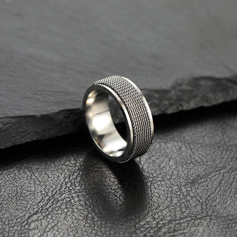 Mesh Rotatable Titanium Steel Punk Stainless Rings