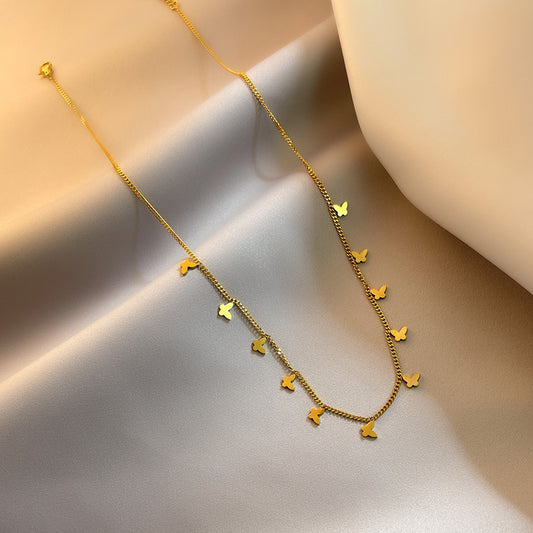 Women's Titanium Steel No Fading Butterfly Light Luxury High-grade Sexy Necklaces