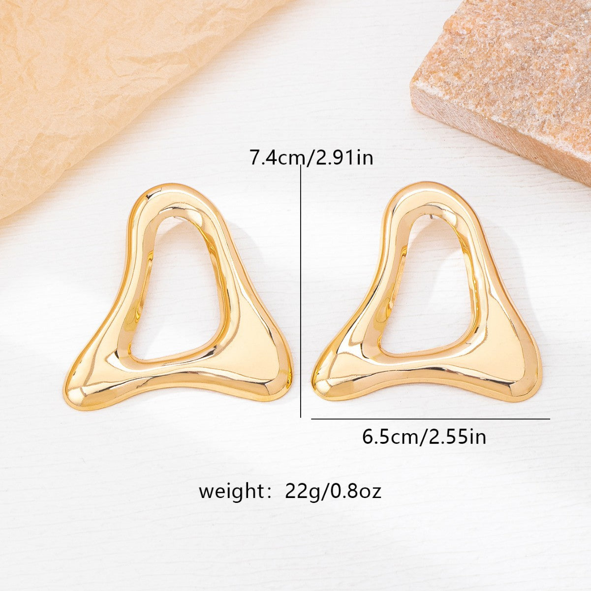 Triangle Glossy Hollow Alloy High Sense Stud Earrings
