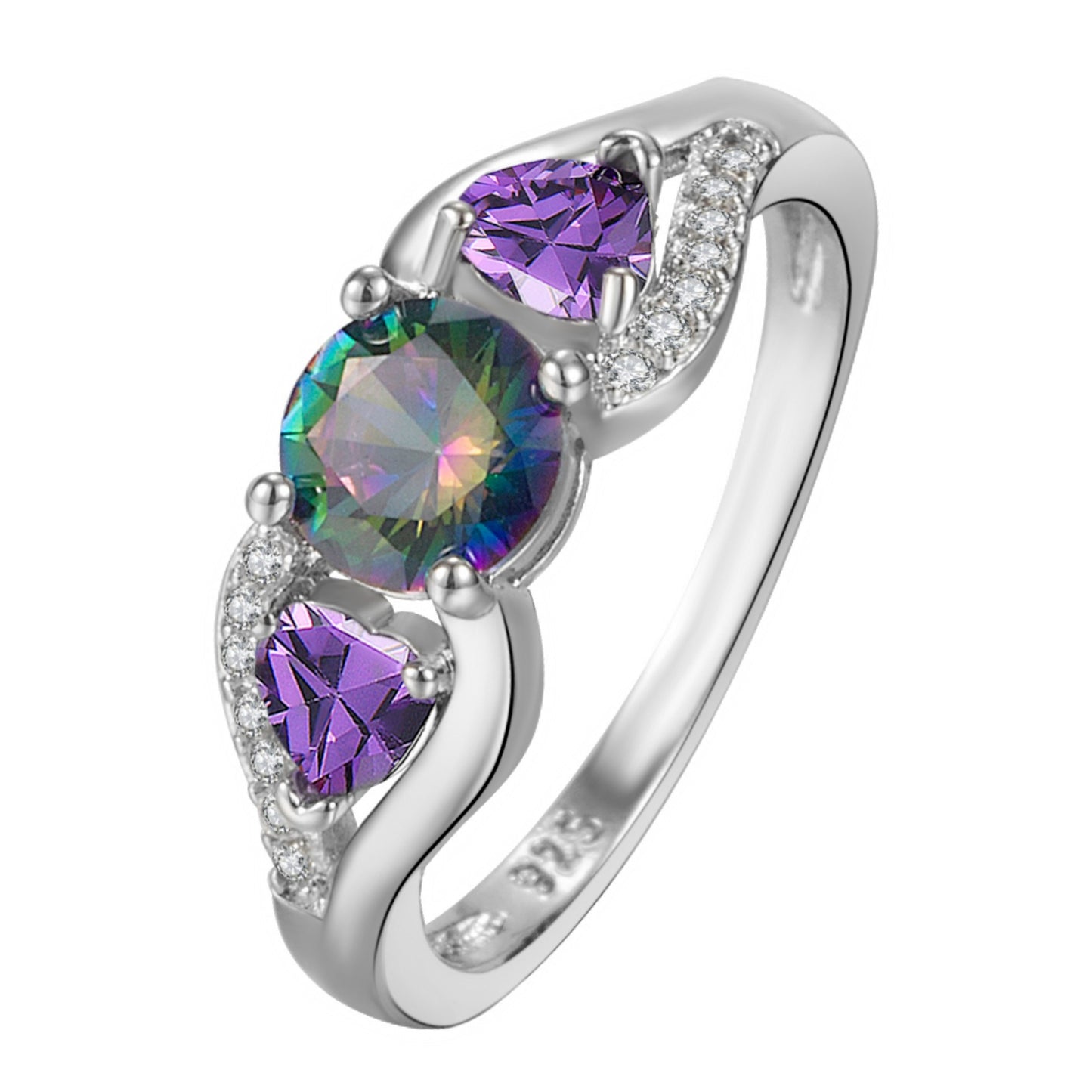 Double Heart-shaped Diamond Inlaid Colorful Personality Fashion Ring