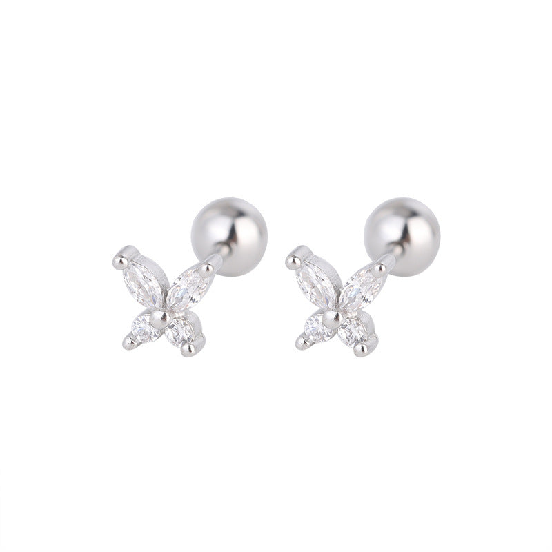 Women's Butterfly Design Sweet Elegance Screw Before Earrings