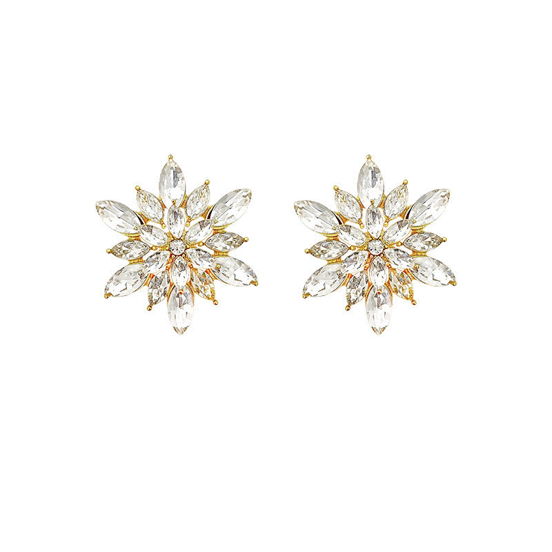 Women's Light Luxury Minority Crystal Snowflake Ear Trendy Design Super Flash Earrings