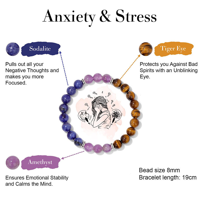 Hot Amethyst Blue Pattern Stone Yoga Bracelets