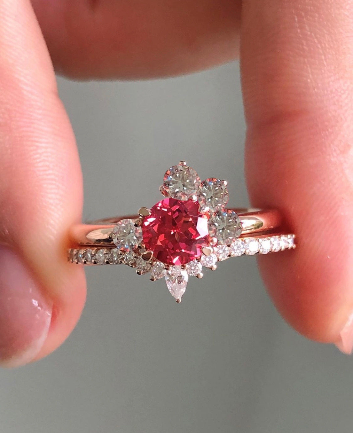 Zircon Rose Gold Color Gemstone Diamond Rings