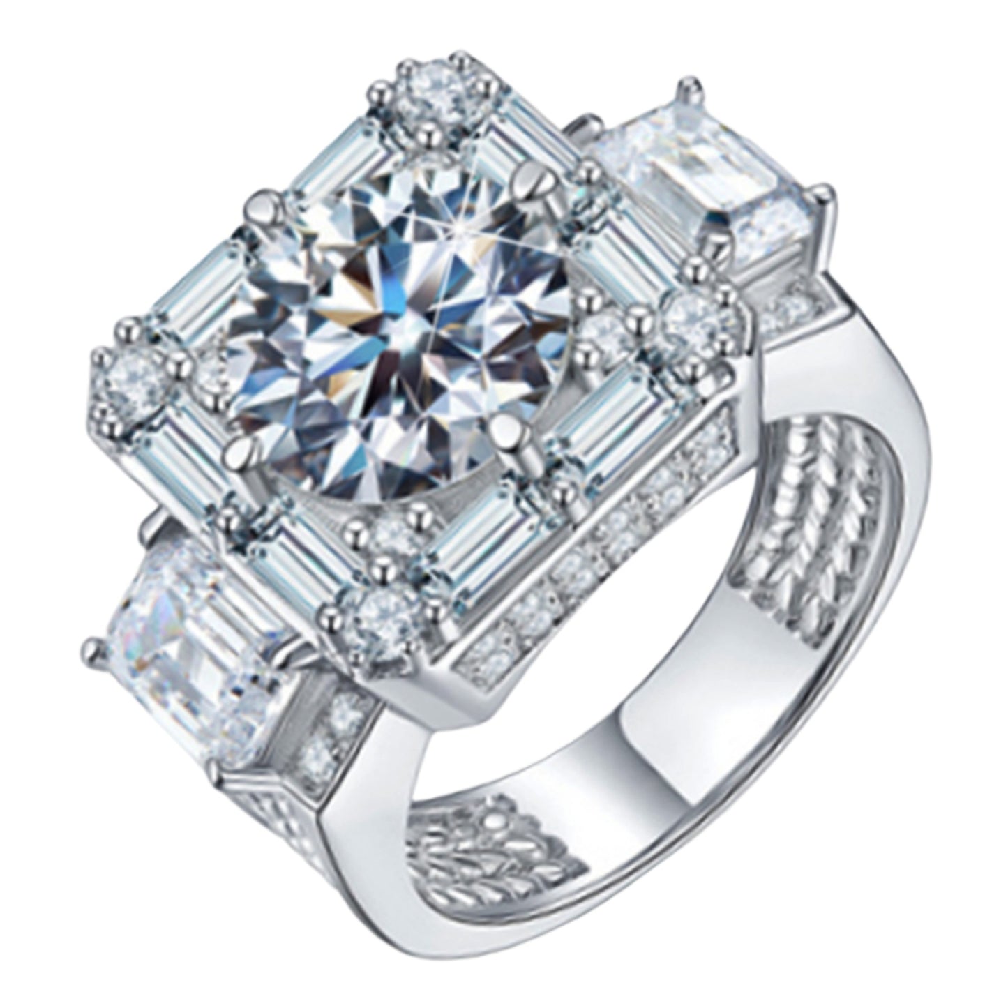 Imitation Moissanite Diamond Luxury Big White Gold Rings