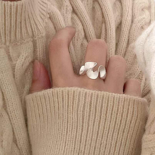Women's Design Skirt Geometric Line Sier-plated Open Rings