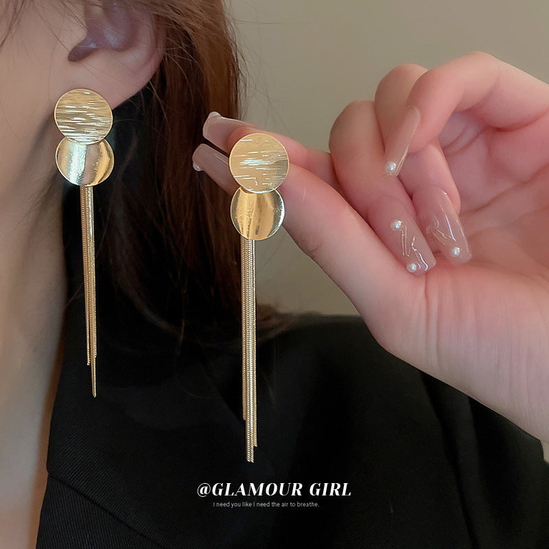Sier Needle One Style For Sequined Long Metallic Tassel Simple Rings
