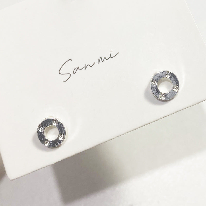 Fresh Plain Sier Plated Bow Female Small Simple Stud Earrings