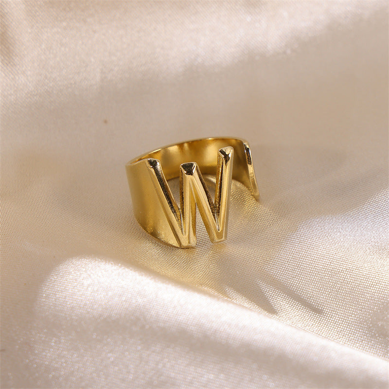 Letters Female Style Fashion Knuckle Personality Vintage Stainless Rings