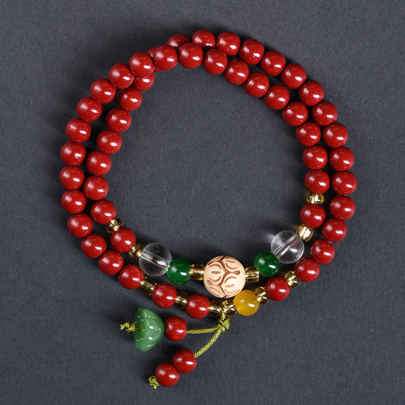 Women's Double Circle Buddha Beads Multi String Life Red Bracelets