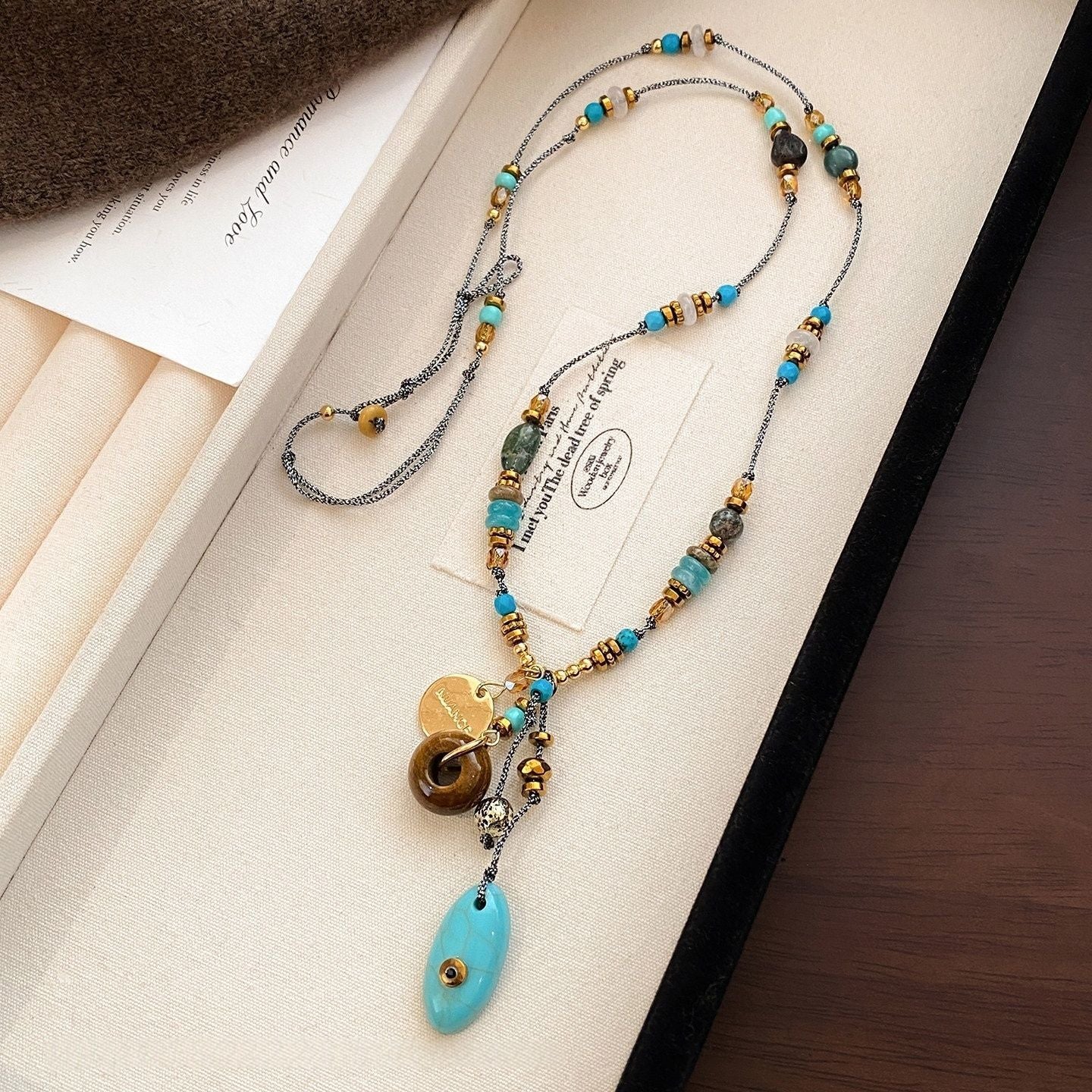 Women's Retro Green Braid Rope Chinese Ethnic Necklaces