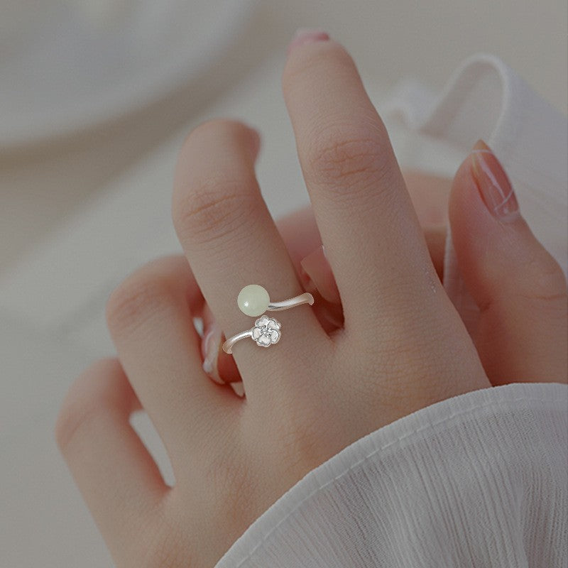 Jade Cube Sugar Female Retro Temperament Color Rings