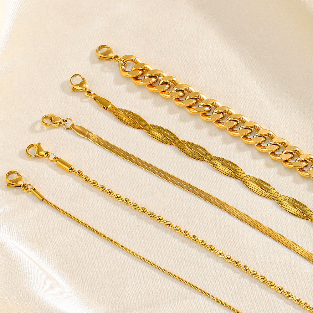 Popular Simplicity Basic Style Snake Bone Bracelets
