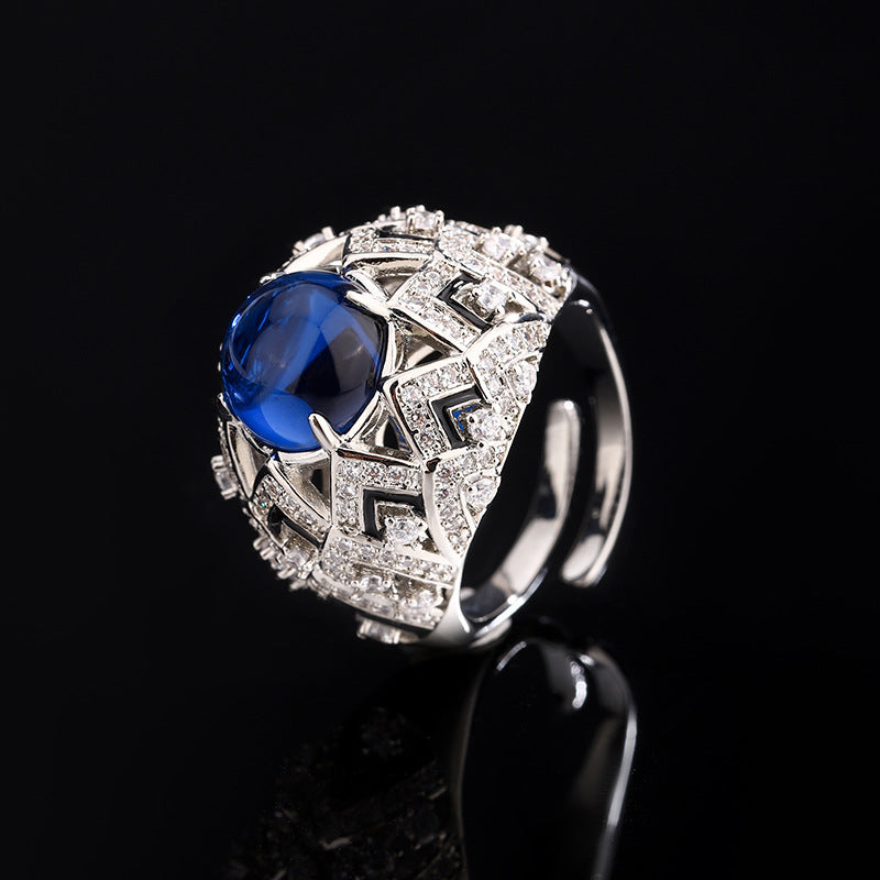 Women's Luxury Elegant Imitation Royal Blue Red Barklyite Rings