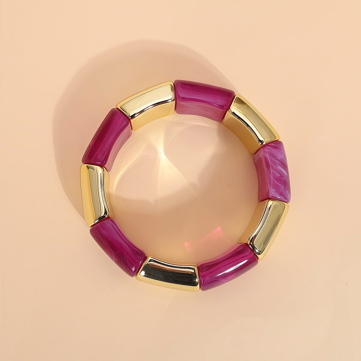 Fashion Acrylic Beaded Colorful Geometric Stitching Design Bracelets