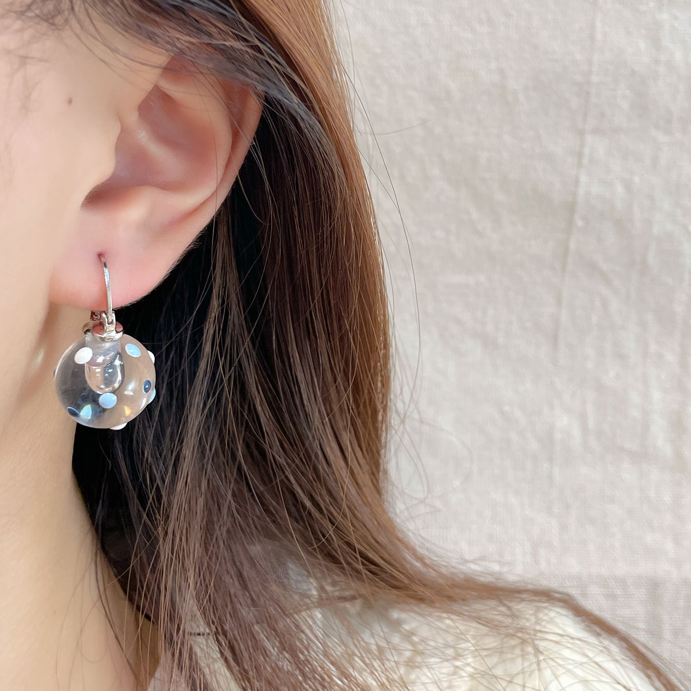 Women's Polka Dots Ball Sier Needle Exquisite Earrings