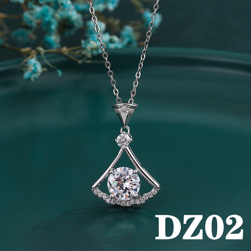 Imitation Moissanite Female White Gold Plated Pendants