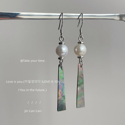 Abalone Shell Handmade Design Sense Sier Earrings