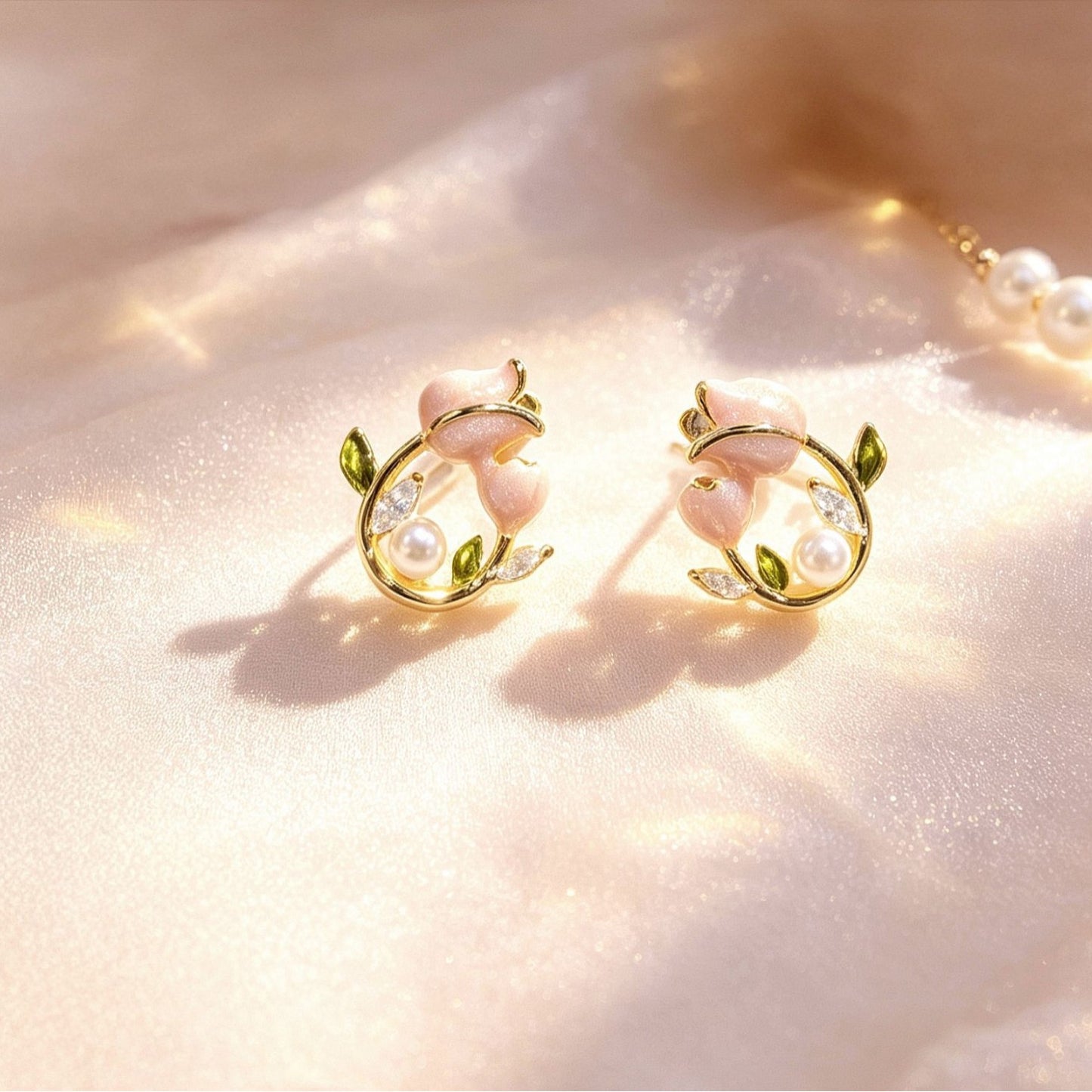 Tulip Female Beads Zircon Flower Auricular Needle Light Rings