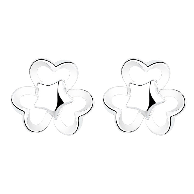 Women's Sterling Sier Star Flower Thread For Sweet Fashion Ear Earrings